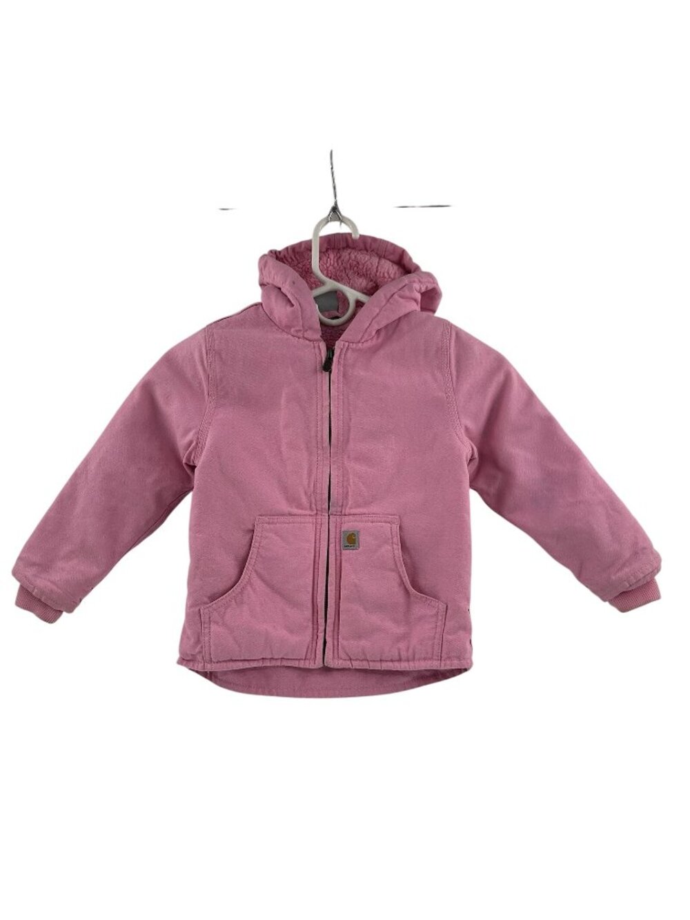Carhartt Jacket Girls 4T Pink Canvas Sherpa Lined Hooded Outdoor Coat